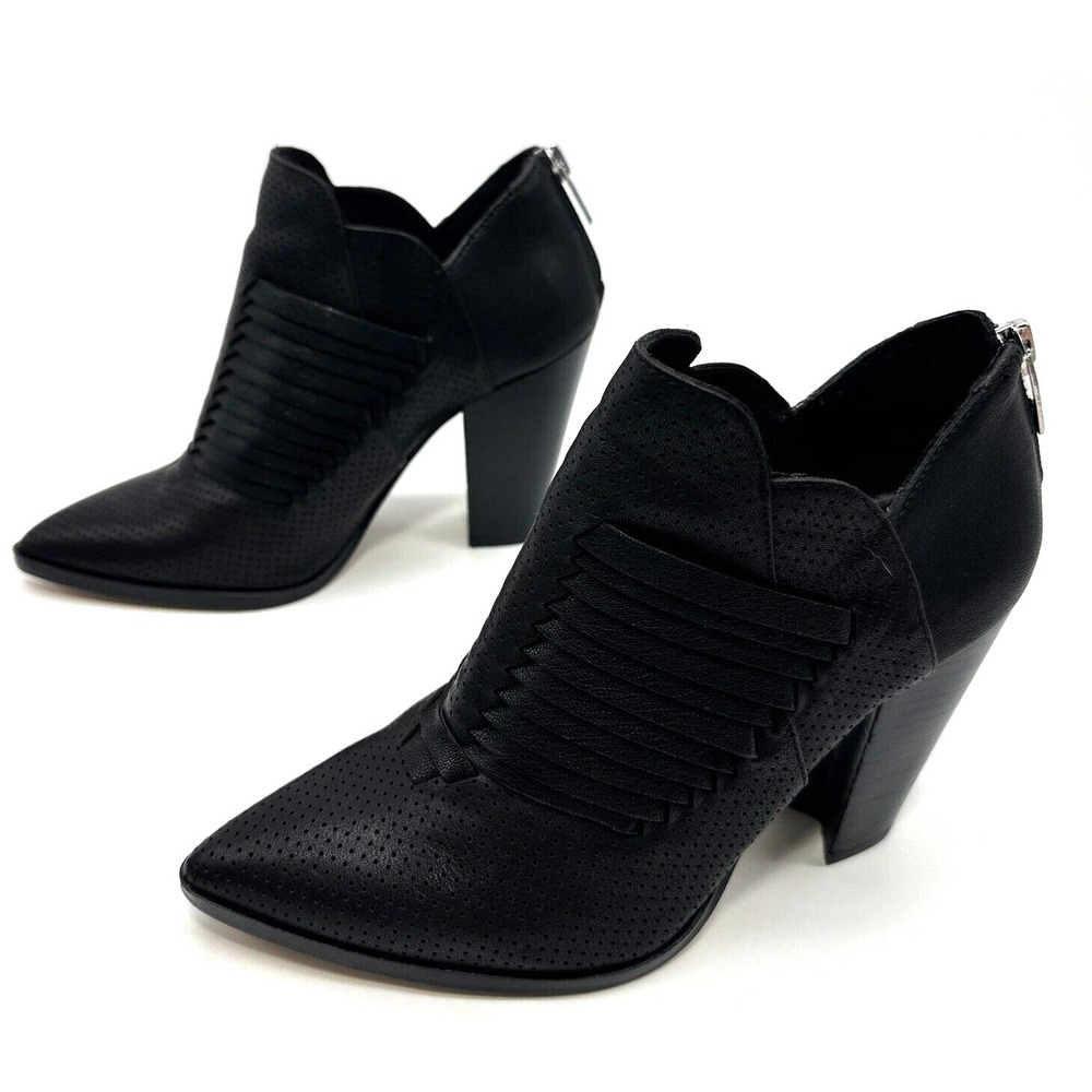 Vince Camuto Levana Womens Size 7 M Heeled Booties Back Zip Perforated Leather‎
